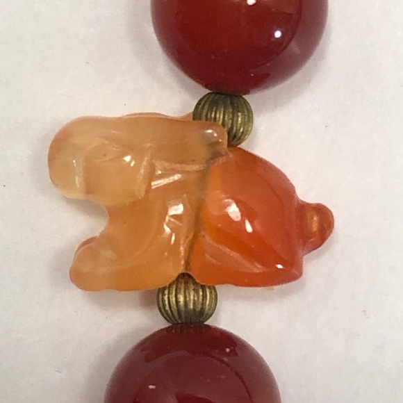 Vintage Carnelian Bead Necklace with Fetishes - Picture 5 of 9